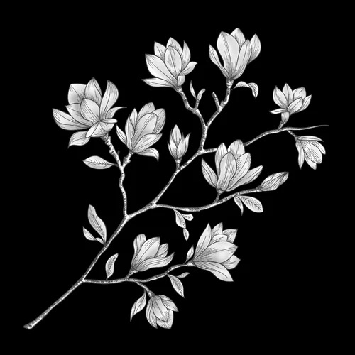 Ветка цветов 033 (магнолия)