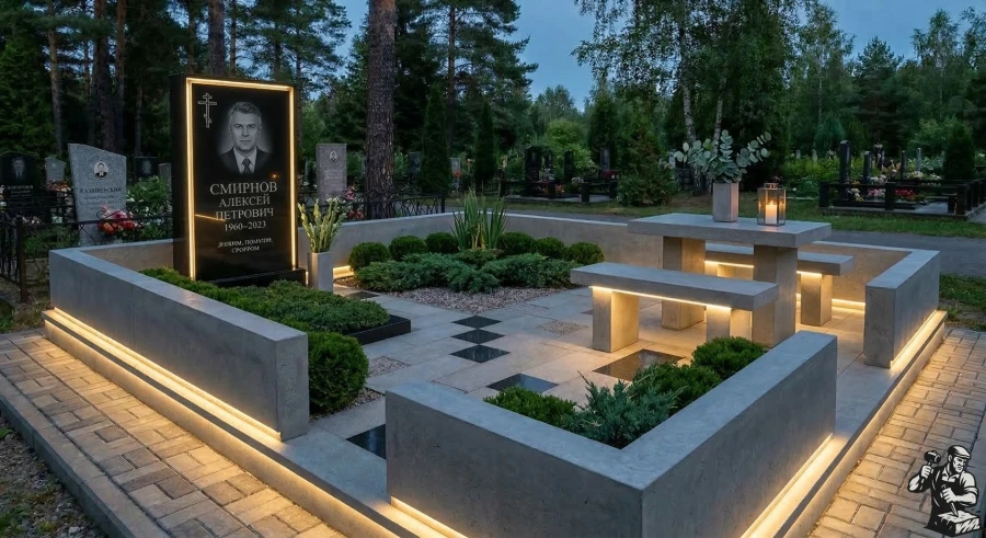 sovremennyj-memorial-s-podsvetkoj-i-zonoj-otdyha